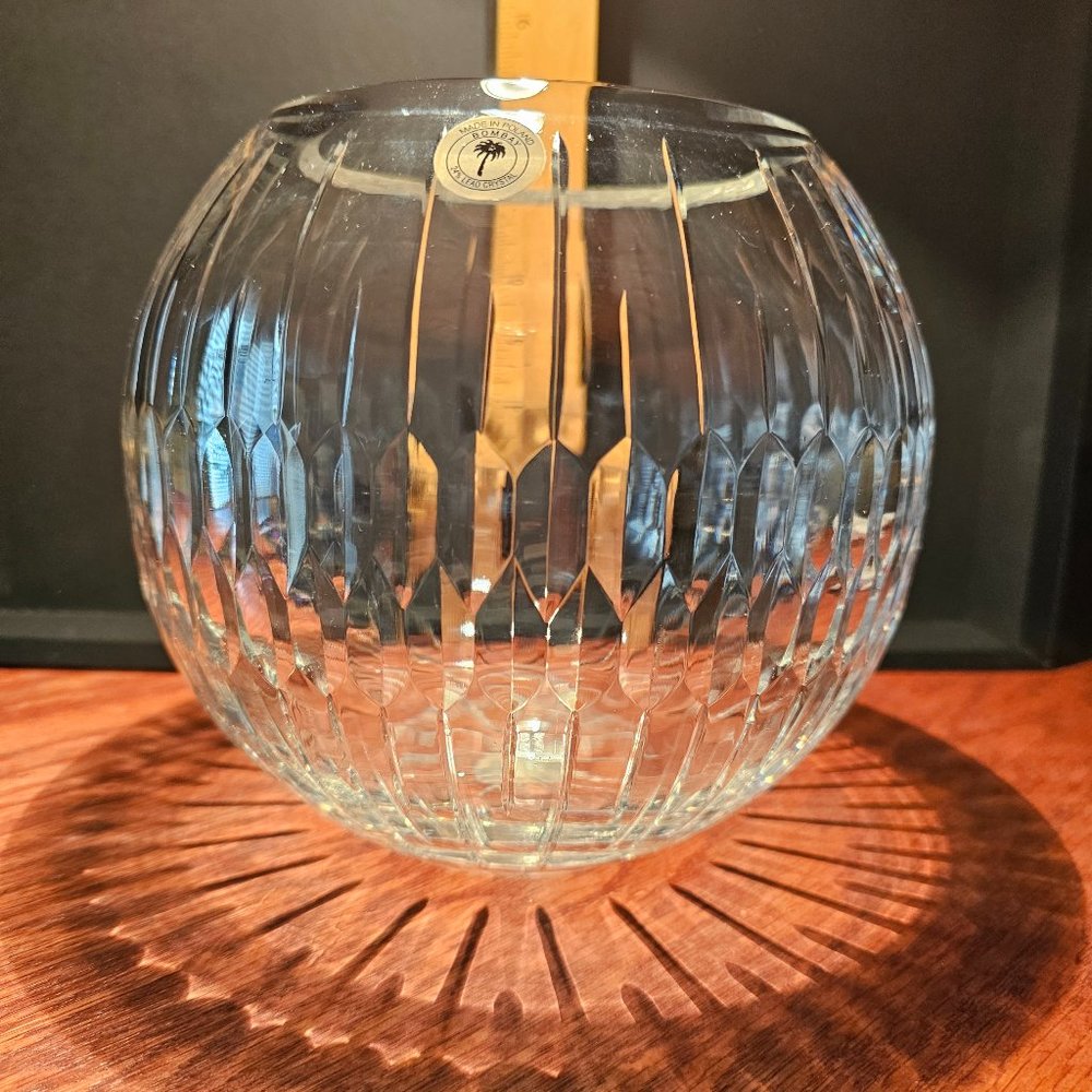 Vintage Bombay, clear, 24% crystal, bowl/ vase, made in Poland